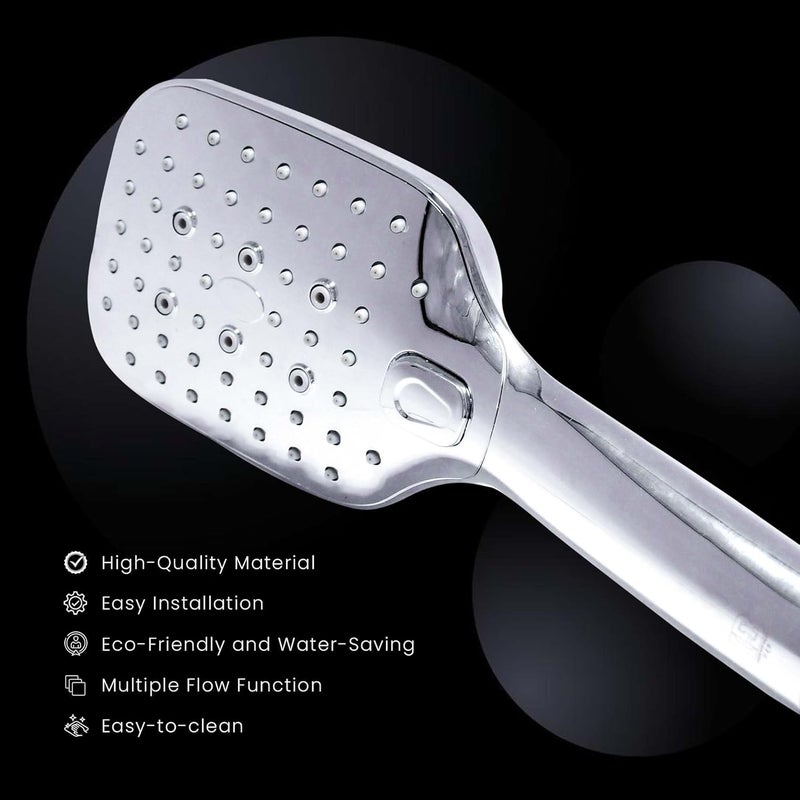 PLATINEX DB BATHWARE INDIA PRIVATE LIMITED DB Bathware Multi Functional Hand Shower Set Shower head with 15m Hose Pipe and Wall Holder Premium Bathroom Shower for Ultimate Comfort ABS Chrome - Image 2