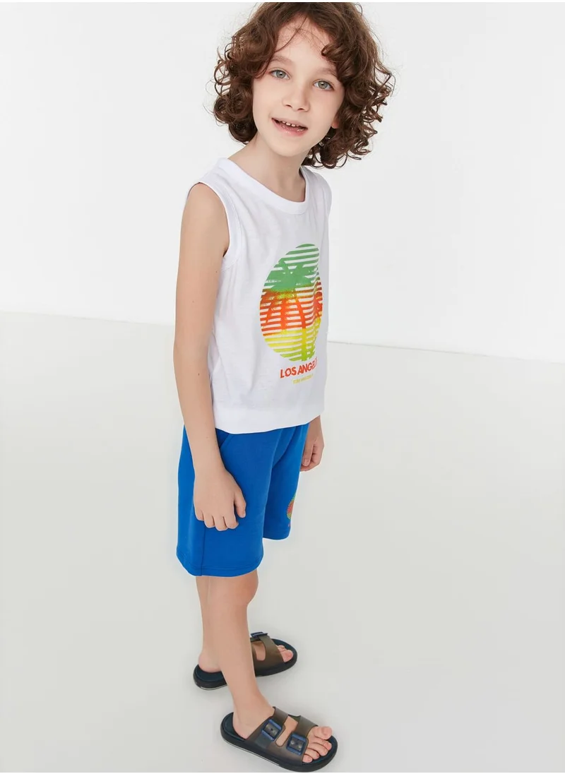 trendyol Kids Palm Tree Print Vest & Shorts Set