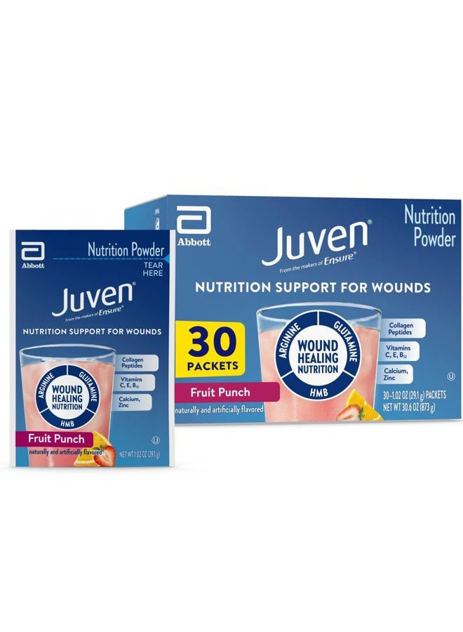 Juven Therapeutic Nutrition Drink Mix Powder for Wound Healing Support, Includes Collagen Protein, Fruit Punch, 1.01 Ounce (Pack of 30) - Image 1