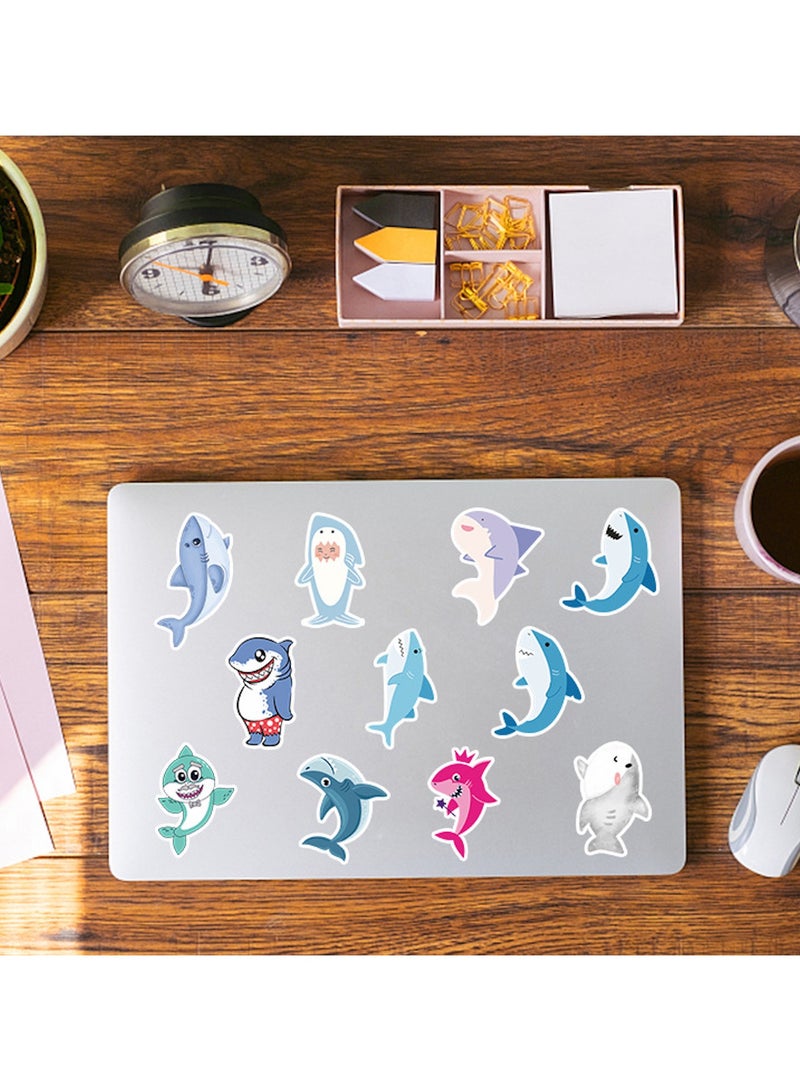 قوس قزح أورينبو 50 قطعة من ملصقات كرتون القرش لتزيين رف كتب السيارة وصندوق السيارة وملصقات كتيب دفتر الملاحظات المقاومة للماء - Image 5