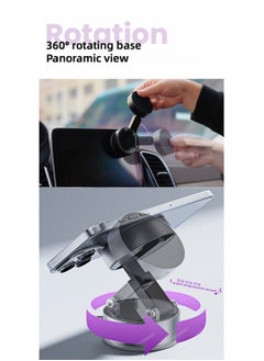 DC-ITECH Magnetic Phone Holder 360° Rotatable, Foldable Car Phone Holder Mount for Dashboard, Vacuum Suction Base and Dustproof Ultra Strong Magnetic Phone Mount for Desk/Gym/Mirror/Smooth Surface, Grey  - Image 2