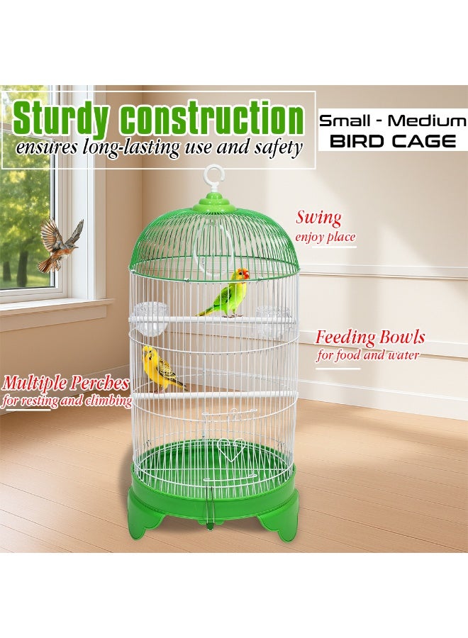 أن ان سي بيتس قفص طيور متين بطول 73 سم مع سقف على شكل قبة دائرية، تصميم محمول مع أرجوحة، وأوعية طعام، ومجثمات بلاستيكية، وسهل التجميع، وقاعدة قابلة للإزالة للتنظيف، مثالي للببغاوات (أخضر) - Image 4