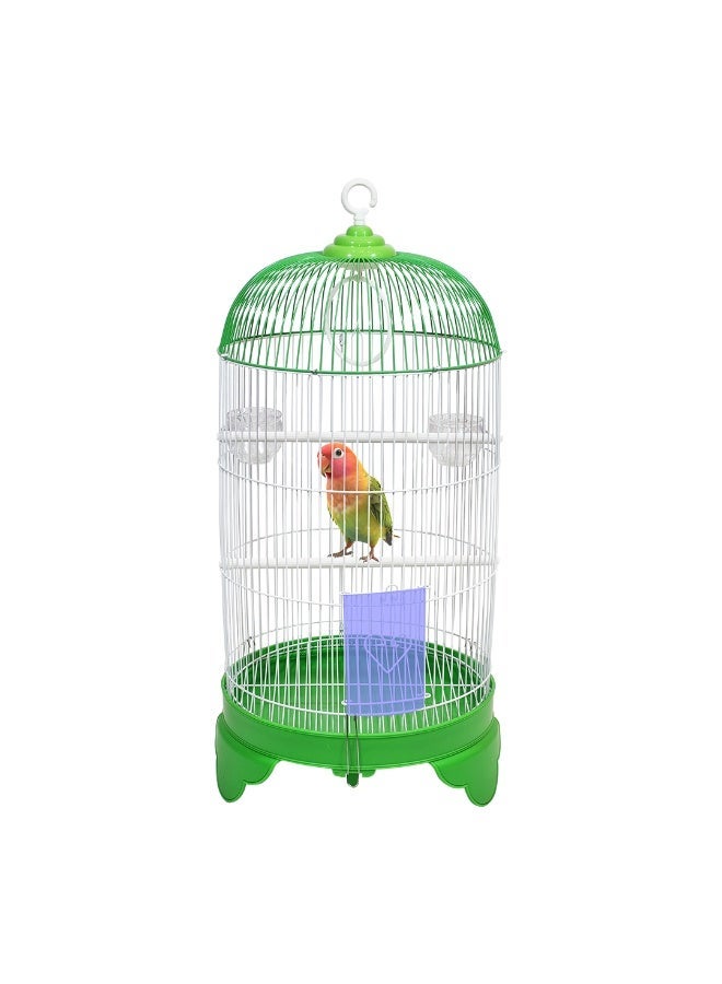 أن ان سي بيتس قفص طيور متين بطول 73 سم مع سقف على شكل قبة دائرية، تصميم محمول مع أرجوحة، وأوعية طعام، ومجثمات بلاستيكية، وسهل التجميع، وقاعدة قابلة للإزالة للتنظيف، مثالي للببغاوات (أخضر) - Image 2