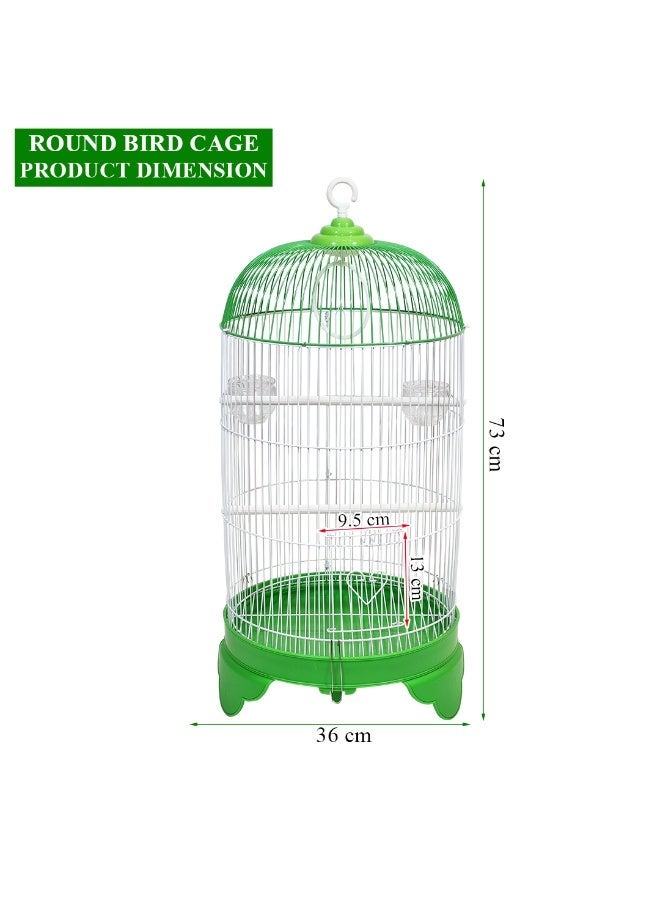 أن ان سي بيتس قفص طيور متين بطول 73 سم مع سقف على شكل قبة دائرية، تصميم محمول مع أرجوحة، وأوعية طعام، ومجثمات بلاستيكية، وسهل التجميع، وقاعدة قابلة للإزالة للتنظيف، مثالي للببغاوات (أخضر) - Image 3