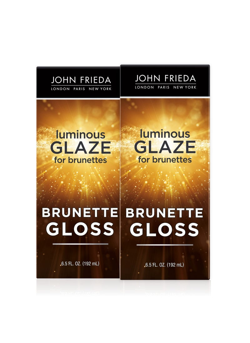 John Frieda - John Frieda Brilliant Brunette Luminous Hair Glaze, Hair Gloss Enhances Rich Color and Boosts Shine for Silky Brunette Hair, Enhances While Mending Damaged Hair Surfaces, 6.5 Oz, Pack of 2 - Image 1