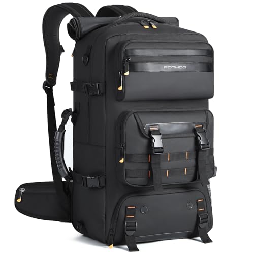 Ponhog Travel Backpack for Men, 50L Carry On Flight Approved Convertible Duffle Bag with Shoe Compartment, 17 inch Laptop Luggage with USB Charging Port for Weekender Hiking, Black - Image 1