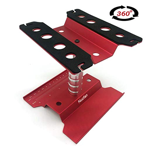 Nuofan RC Car Work Stand Aluminum Repair Workstation 360 Degree Rotation Lift Lower w/Screw Tray for 1/10 1/12 1/16 Scale Traxxas TRX4 Axial Arrma Redcat Losi RC Crawler Monster Truck Buggy (Red) - Image 4