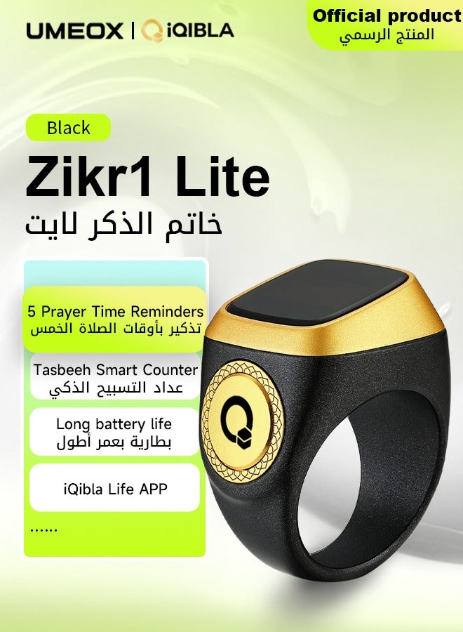iQIBLA UMEOX iQIBLA Smart Zikr Ring New Lite Black 18MM | 5 Prayer Time Reminders | Tasbih Smart Counter | Classic Long-lasting Battery and Shock-resistant Hard Screen | iQIBLA Social Life App(Points Redemption,Sleep,Heart Rate,Steps...) | Stronger Tracks 65000 Counts | iQIBLA Service - Image 1