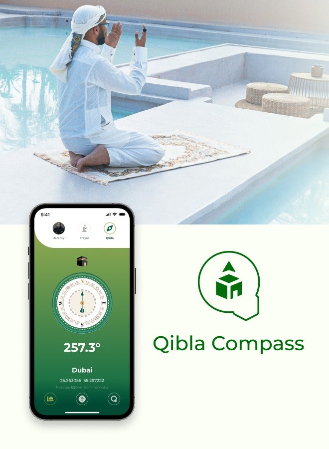 iQIBLA UMEOX iQIBLA Smart Zikr Ring New Lite Black 18MM | 5 Prayer Time Reminders | Tasbih Smart Counter | Classic Long-lasting Battery and Shock-resistant Hard Screen | iQIBLA Social Life App(Points Redemption,Sleep,Heart Rate,Steps...) | Stronger Tracks 65000 Counts | iQIBLA Service - Image 2