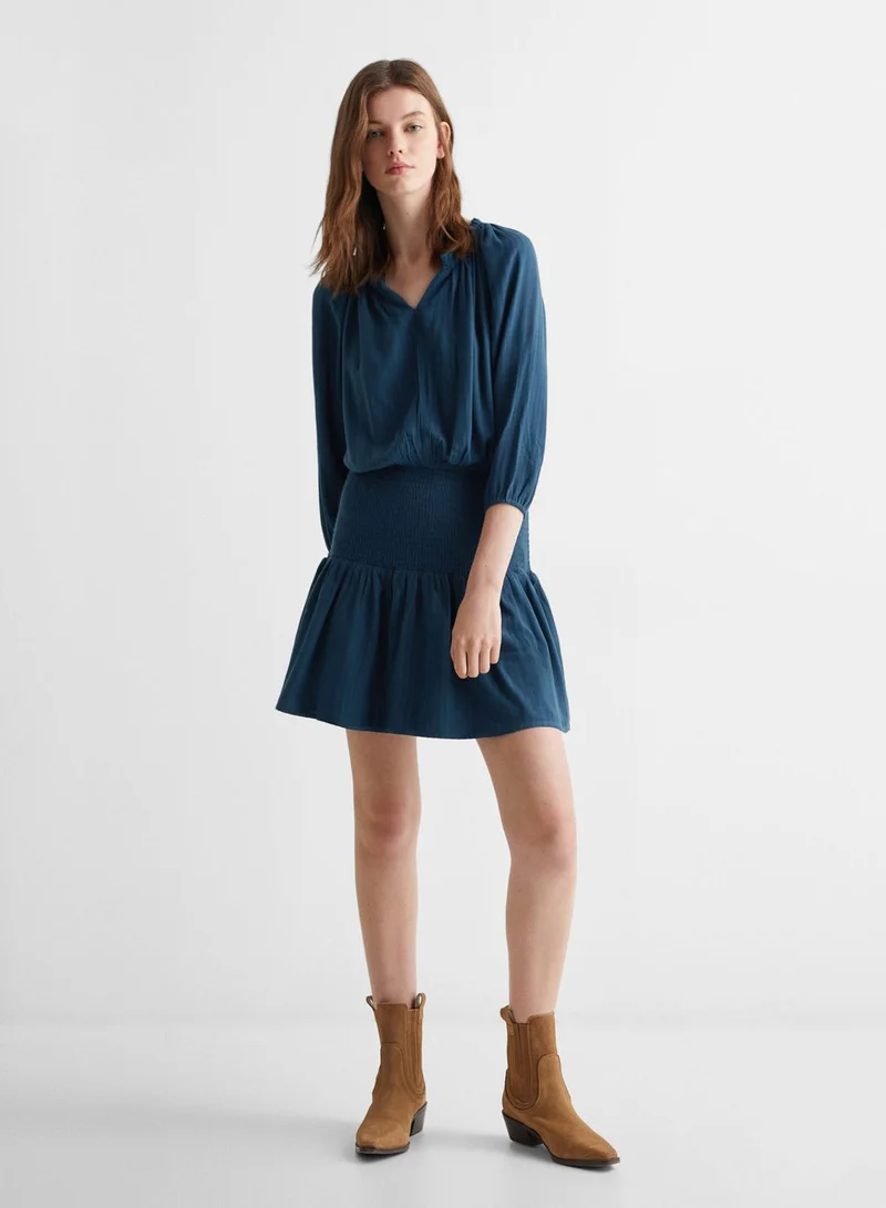 MANGO Smocked Mini Dress