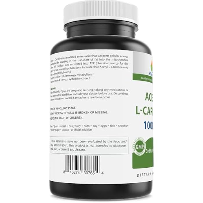 Brieofood Acetyl L-Carnitine 1000 mg Per Serving- 240 Capsules. Gluten-Free, Non-GMO. - Image 3