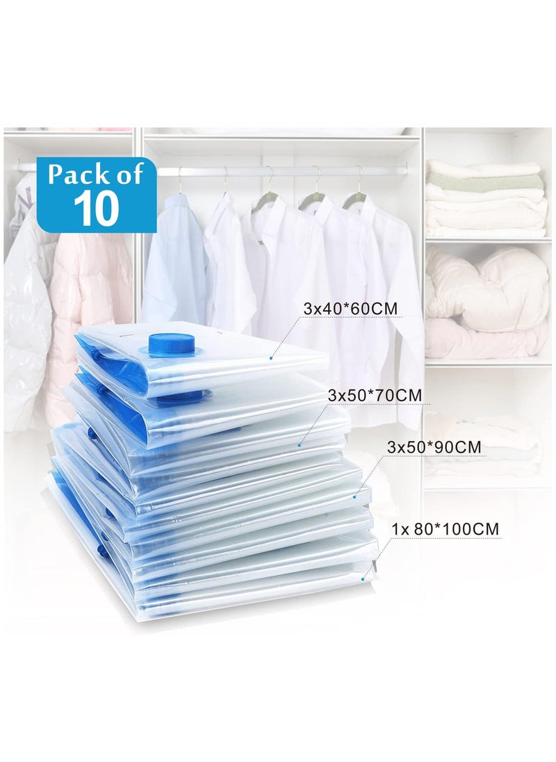 Arabest Vacuum Storage Bags Pack of 10 Reusable 80% More Storage Space Savers Sealer Compression Bags with Hand-Pump for Travel|Home for Clothes, Comforters, Pillows, Curtains, Blankets  - Image 2