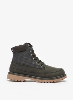 Boys' Checked High Cut Boots With Zip Closure And Lace Detail
