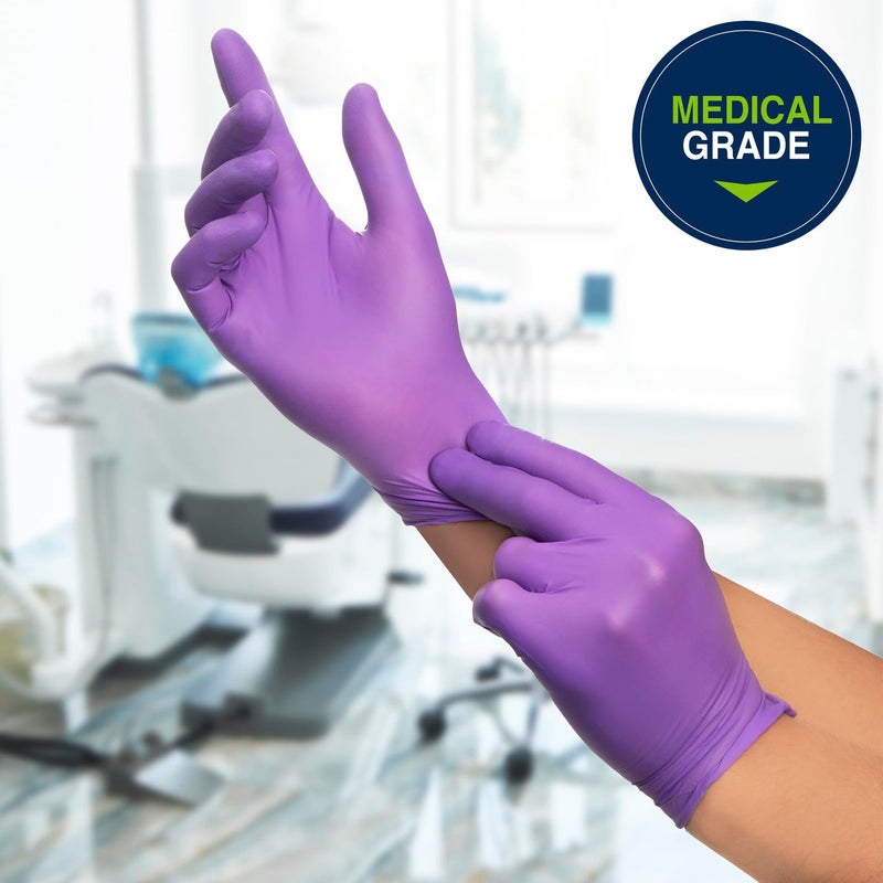 HALYARD PURPLE NITRILE Gloves Powder Free Disposable Medical Exam Gloves Dental Chemo Protection 5.9 mil 9.5 In Cuff Small Size 55081 (1 Box 100) - Image 4