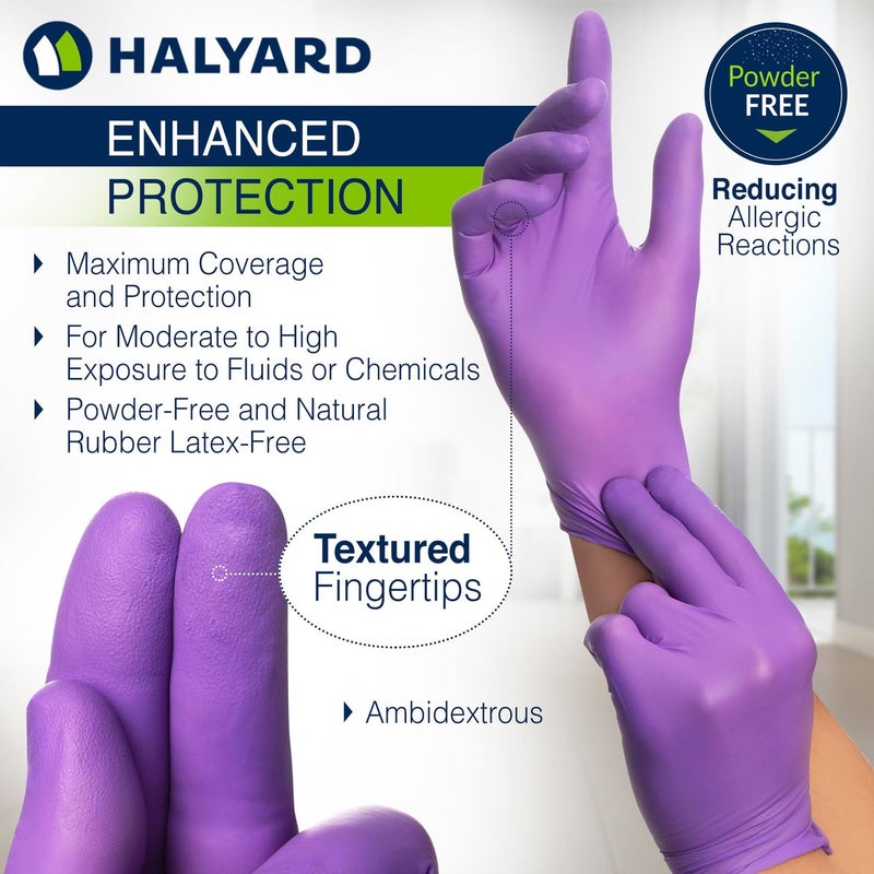 HALYARD PURPLE NITRILE Gloves Powder Free Disposable Medical Exam Gloves Dental Chemo Protection 5.9 mil 9.5 In Cuff Small Size 55081 (1 Box 100) - Image 2