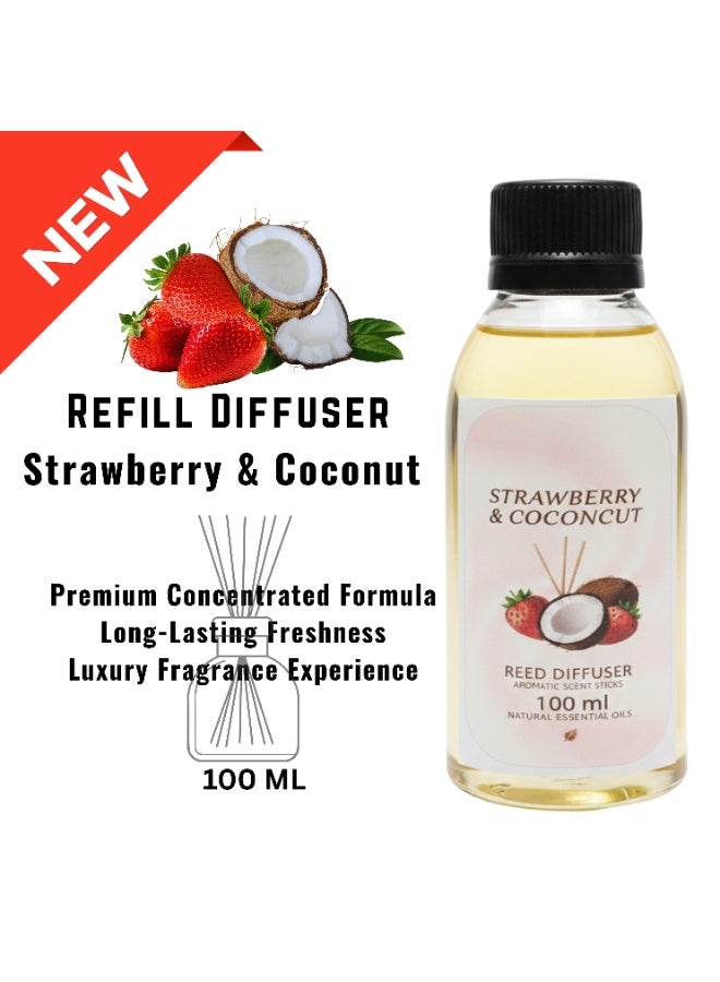 Concentrated Coconut Strawberry Perfume 100 ml Refill Bottle for All Diffusers - Long-Lasting Scent for Home and Car - Health Safe - Image 1