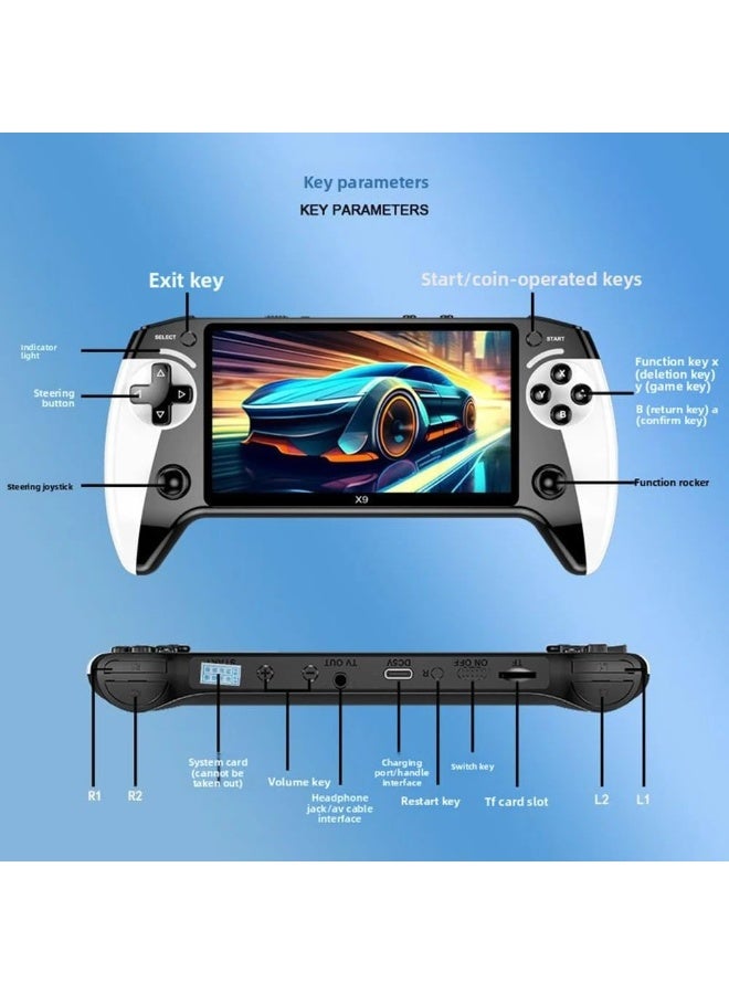 Black Hawk X9 Handheld Game Console – Retro Gaming Arcade Device with 4000 Built-in Games, 9 Simulators & 5.5” HD Screen Portable Game Player - Image 5