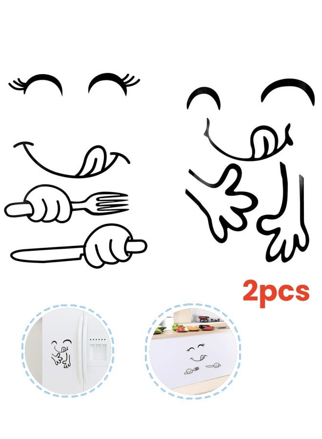 قطعتان من ملصقات الثلاجة اللطيفة وجه سعيد لذيذ للثلاجة والثلاجة والثلاجة من الفينيل ملصقات لطيفة - Image 1