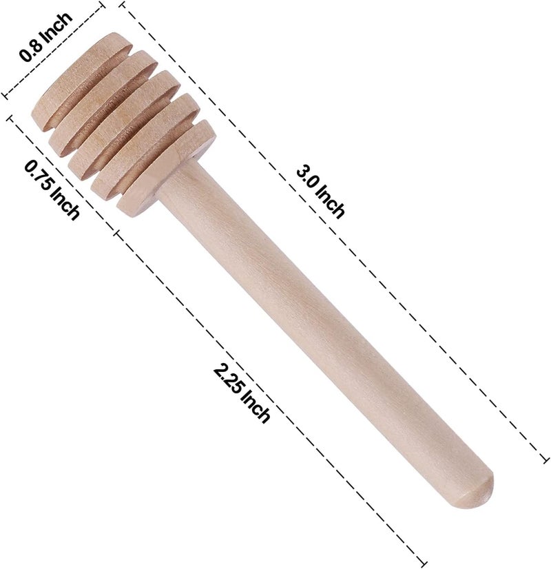 GETZET GETZET Wooden Honey Dipper 6 Pcs Mini Honey Spoon Kitchen Decoration Stirrer Stick for Jar Dispense Drizzle and Wedding Party - Image 2