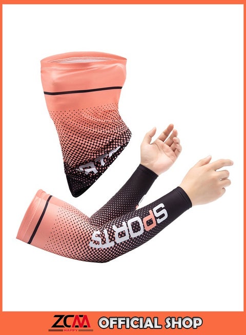 Pair of Sunscreen Ice Silk Arm Sleeves and UV Protected Cycling Face Mask