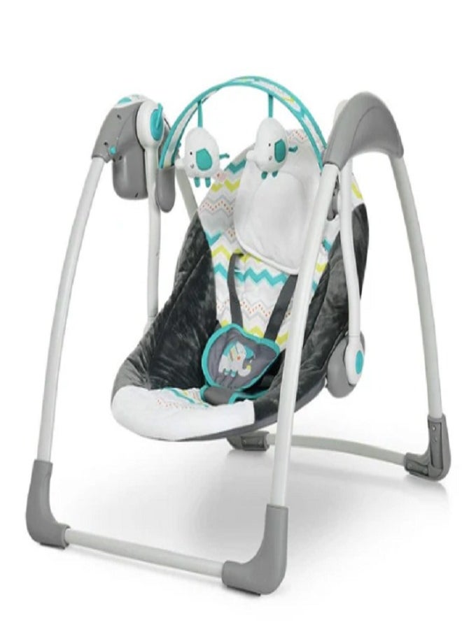 Mastela Baby Swing Automatic For Newborn To Toddler With Music, Breathable Fabric And 2 Plush Toys (Green X Gray)  - Image 1