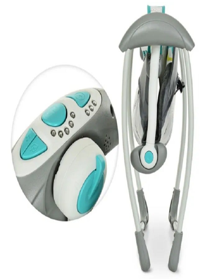 Baby Swing Automatic For Newborn To Toddler With Music, Breathable Fabric And 2 Plush Toys (Green X Gray)