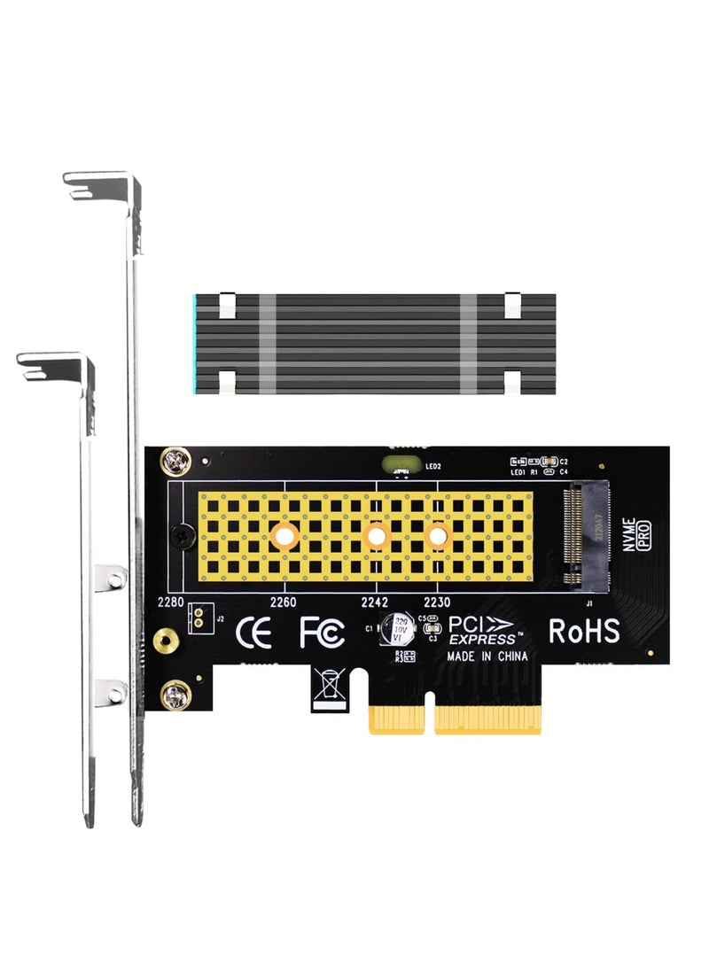 Generic - M.2 PCIe NVMe 4.0/3.0 Adapter with 0.12" Thick M.2 Heatsink for M.2 PCI SSD (NVMe and AHCI), PCIE 3.0X 4 Full Speed, Desktop Mount (PA09-HS) - Image 1