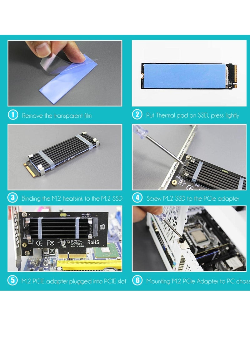 Generic - M.2 PCIe NVMe 4.0/3.0 Adapter with 0.12" Thick M.2 Heatsink for M.2 PCI SSD (NVMe and AHCI), PCIE 3.0X 4 Full Speed, Desktop Mount (PA09-HS) - Image 1