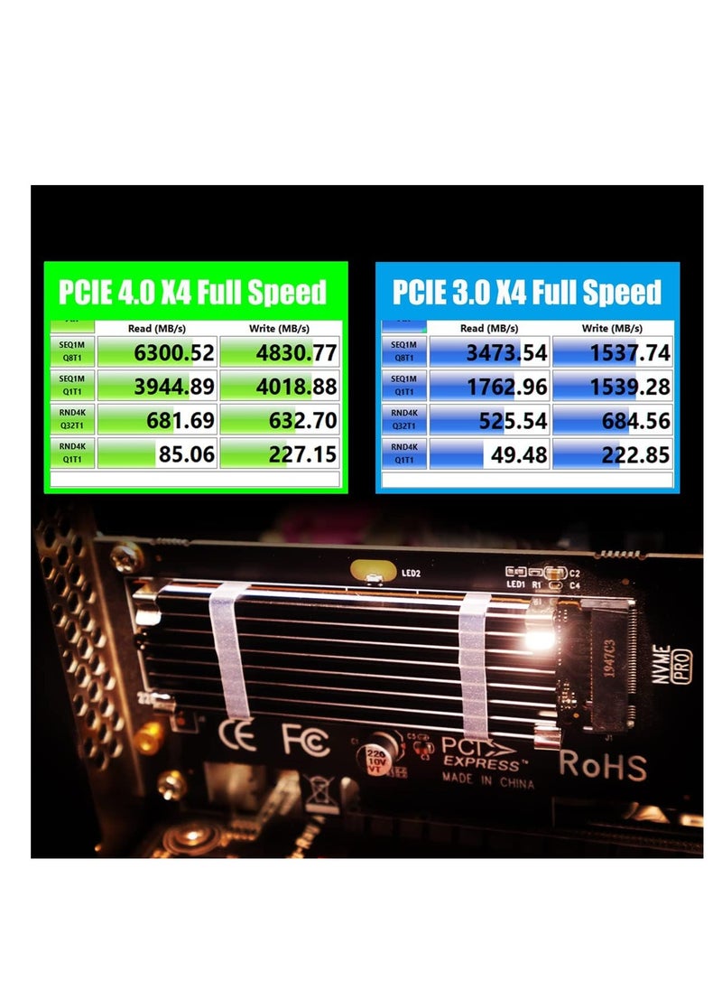 Generic - M.2 PCIe NVMe 4.0/3.0 Adapter with 0.12" Thick M.2 Heatsink for M.2 PCI SSD (NVMe and AHCI), PCIE 3.0X 4 Full Speed, Desktop Mount (PA09-HS) - Image 1