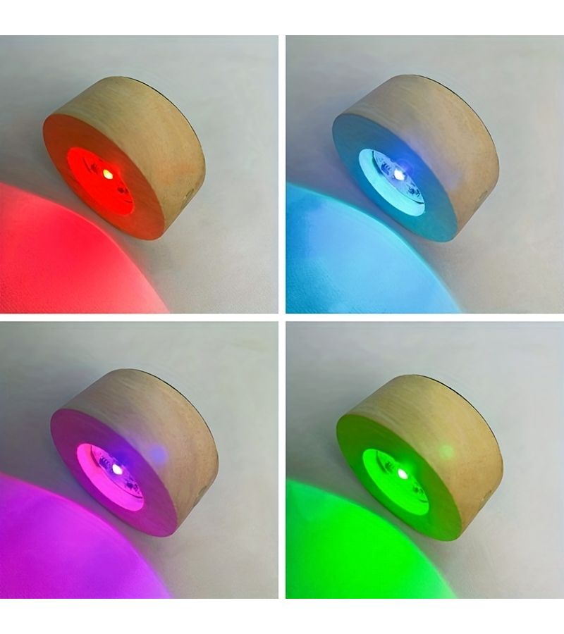Colorful LED Solid Wood Display Light With Crystal Glass Lamp Holder USB Powered Romantic Night Light For Gift - Image 4