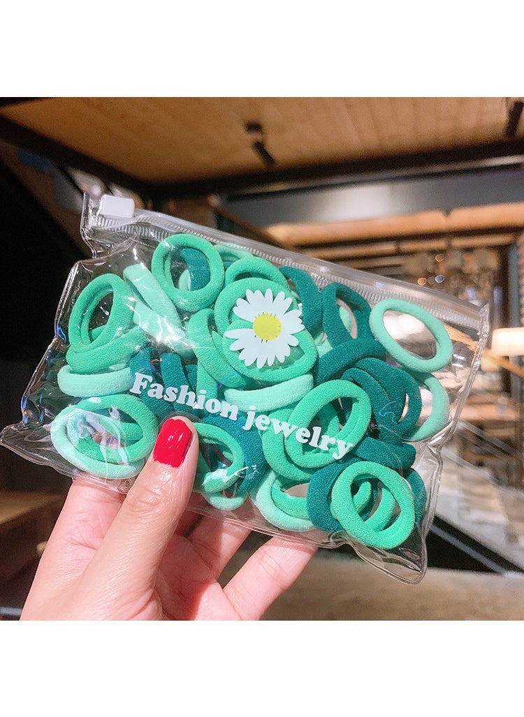 Generic Kids Hair Ties Non-Damage Elastic Bands Green 50 (zipper bag) 