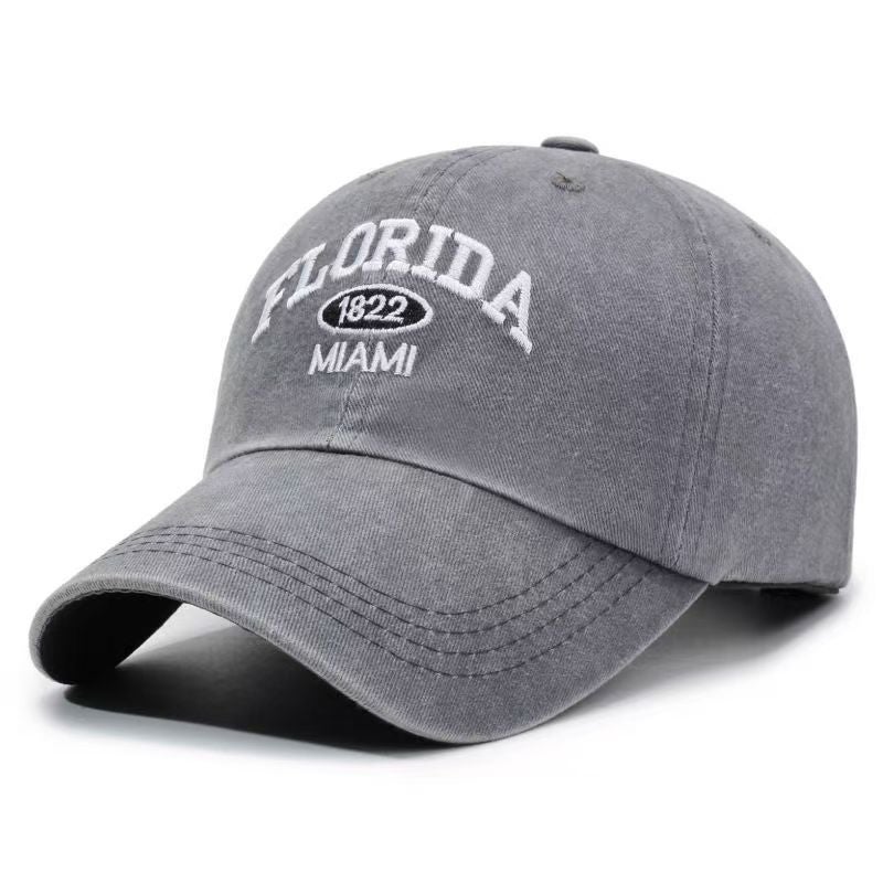 Cotton Washed Distressed Letter Embroidered Baseball Cap For Men And Women Outdoor Fashion Personalized Peaked Cap Trendy Denim Hat - Image 3