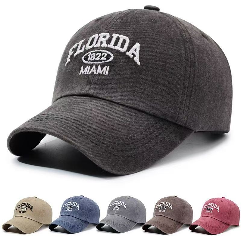 Cotton Washed Distressed Letter Embroidered Baseball Cap For Men And Women Outdoor Fashion Personalized Peaked Cap Trendy Denim Hat - Image 2