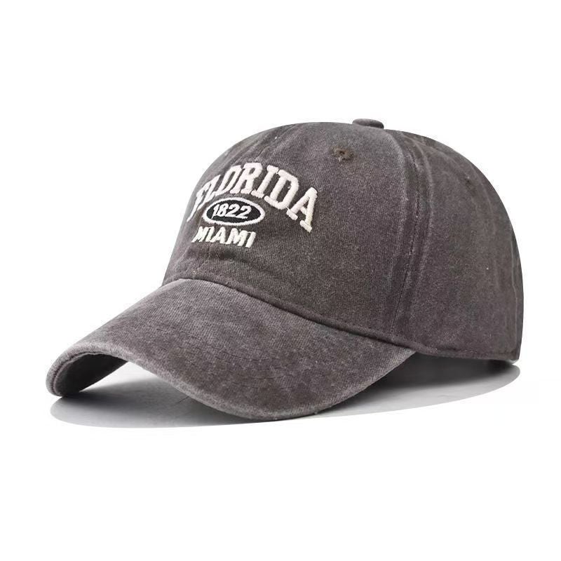 Cotton Washed Distressed Letter Embroidered Baseball Cap For Men And Women Outdoor Fashion Personalized Peaked Cap Trendy Denim Hat - Image 1