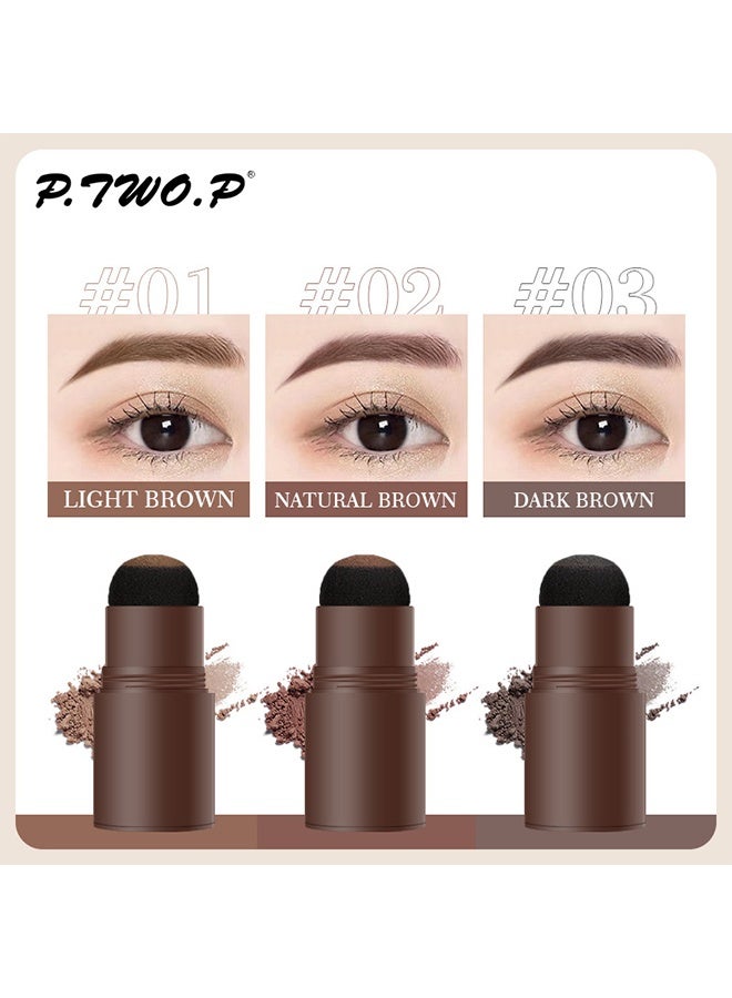 P.TWO.P EyeBrow Stamp Stencil Kit, Waterproof Brow Stamp Shaping Kit Eye Brow Definer u0026 Filling Powder, Women Makeup Tools with 10 Reusable Eyebrow Stencils, 2 Brushes (Dark Brown) - Image 4