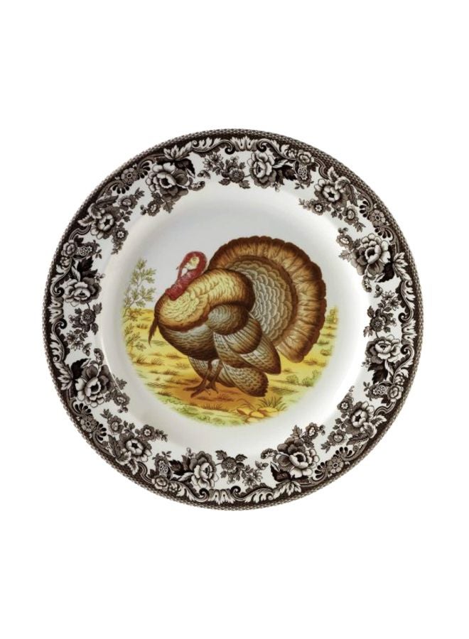 Spode Woodland Turkey Dinner Plate - 10.5" Traditional Thanksgiving Design with Historic British Floral Border, Fine Earthenware - Dishwasher, Microwave & Warm Oven Safe - Made in England - Image 1