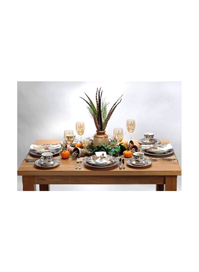 Spode Woodland Turkey Dinner Plate - 10.5" Traditional Thanksgiving Design with Historic British Floral Border, Fine Earthenware - Dishwasher, Microwave & Warm Oven Safe - Made in England - Image 2