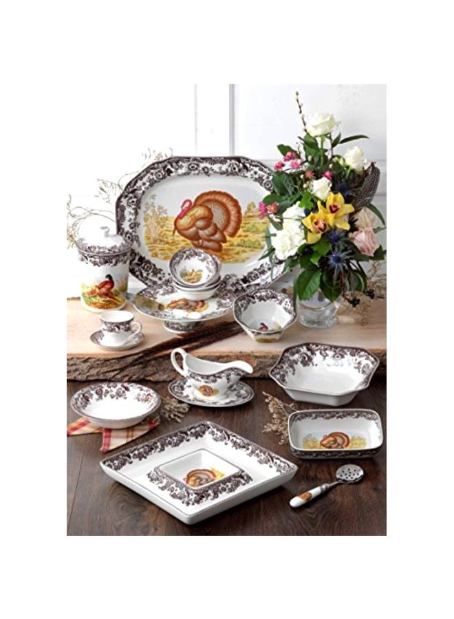 Spode Woodland Turkey Dinner Plate - 10.5" Traditional Thanksgiving Design with Historic British Floral Border, Fine Earthenware - Dishwasher, Microwave & Warm Oven Safe - Made in England - Image 3