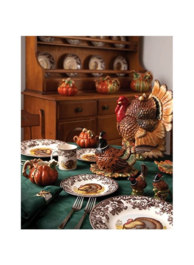 Spode Woodland Turkey Dinner Plate - 10.5" Traditional Thanksgiving Design with Historic British Floral Border, Fine Earthenware - Dishwasher, Microwave & Warm Oven Safe - Made in England - Image 4