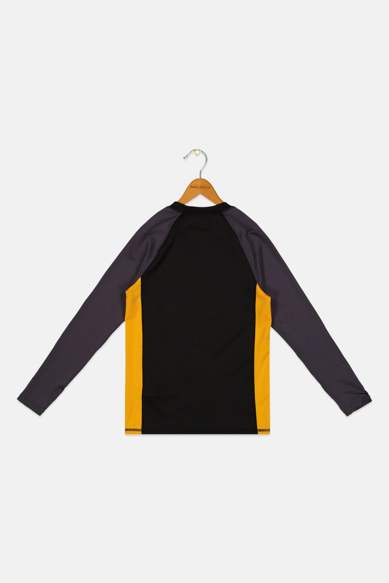 Piping Hot Kids Boy Brand Logo Long Sleeve Rash Guard, Multicolor - Image 2