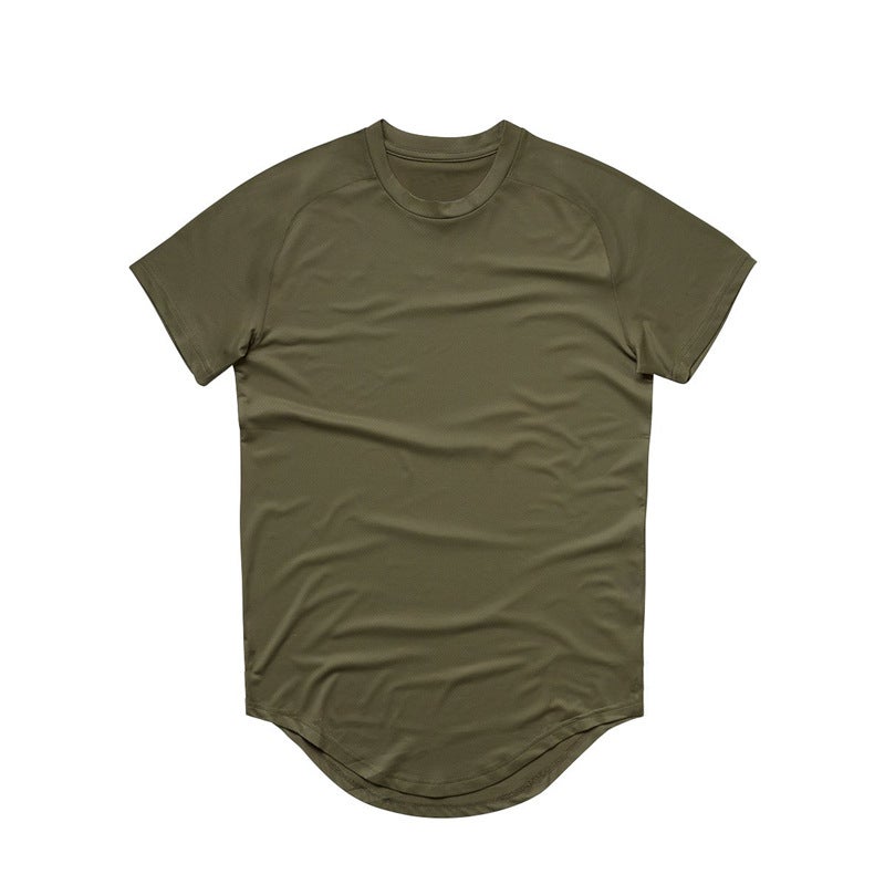 Foreign trade solid color blank fitness short-sleeved T-shirt men''s mesh breathable sports autumn and winter fashion trendy slim top - Image 1