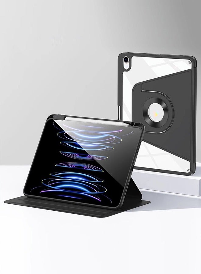 iPad 11th Generation Case (A16 2025) Case And iPad 10th 10.9 Inch Case, iPad Case 360 Degree Rotation With Pen Slot/Convenient Magnetic Attachment/Auto Sleep/Wake Slim Stand/Transparent Tpu Protective Case/AED 35 Gift Set Anti-Glare Protective Film/Felt Tablet Pouch - Black - Image 5
