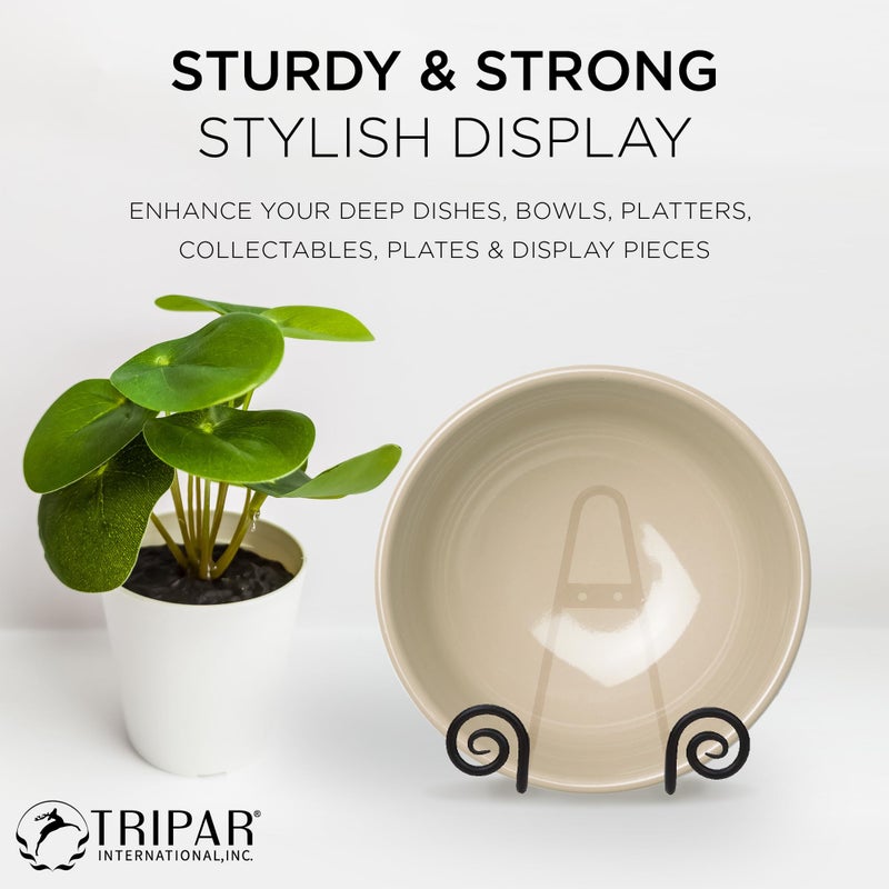 TRIPAR Decorative Scroll Rack, Large Black Display (4.5 Inch Depth) - Functions as Wall Rack or Tabletop Easel - Lightweight and Durable - Showcase Beautiful Plates, China, Artwork and More - Image 5