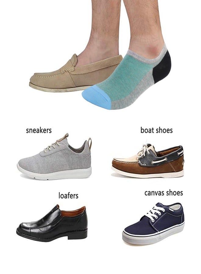 GUSGU 6ps No Show Socks Mens, Low Cut Ankle Socks With Non Slip Grips, Invisible Cotton Socks for Loafer Sneakers Green Blue Grey EU 43-49 - Image 5