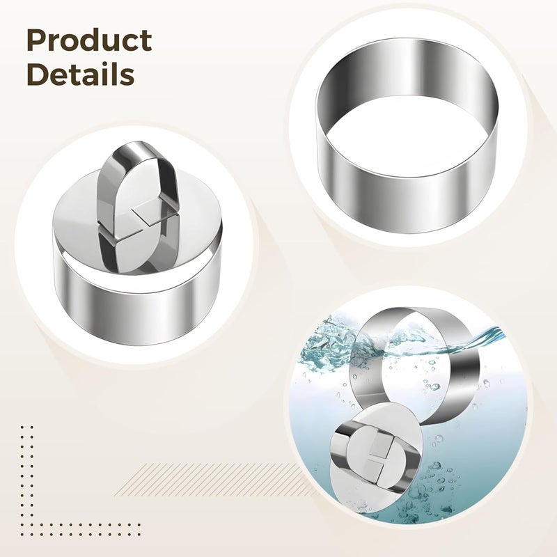 8-Piece Stainless Steel Cake Ring Set, 3-Inch Molds With Pushers, Perfect For Pastries, Mousses, Cookies, And Desserts - Image 5
