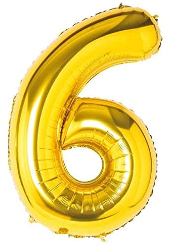 Flavouredlove 40inches six Foil Number Air or Helium Balloon Party Decoration Gold Pack of 1 | 6 Year No. Balloons Birthday/Anniversary (Gold 6) - Image 1