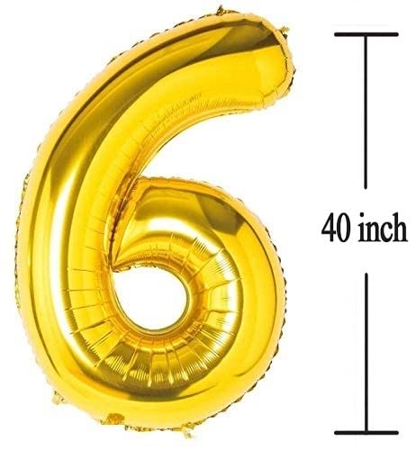 Flavouredlove 40inches six Foil Number Air or Helium Balloon Party Decoration Gold Pack of 1 | 6 Year No. Balloons Birthday/Anniversary (Gold 6) - Image 2