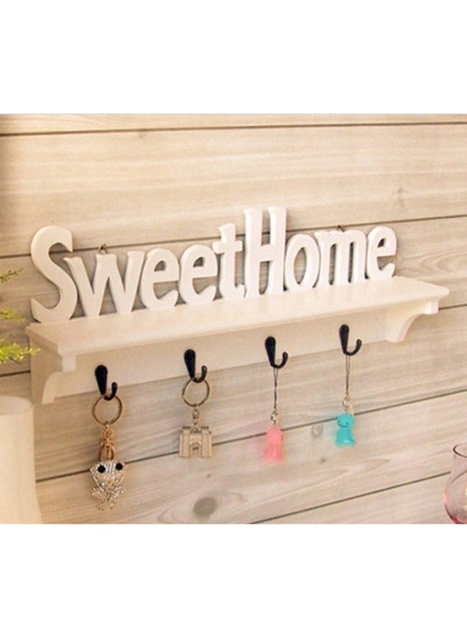 رف تخزين لتزيين الحائط على الطراز الرعوي مع رف تخزين خشبي بأحرف إنجليزية مع خطاف - Image 5