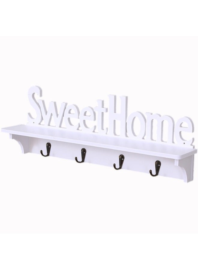 رف تخزين لتزيين الحائط على الطراز الرعوي مع رف تخزين خشبي بأحرف إنجليزية مع خطاف - Image 4