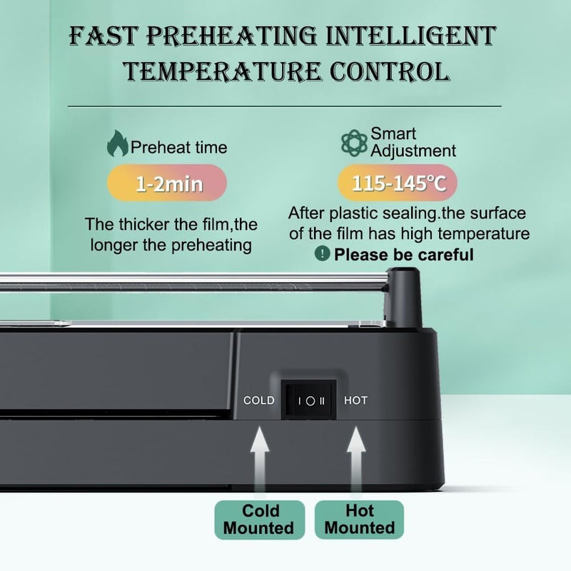 Photo Laminating Machine A3/A4/A5/A6 13 Inch Thermal & Cold Laminator with Paper Trimmer Corner Rounder for Home Office School Teacher Use Black - Image 2